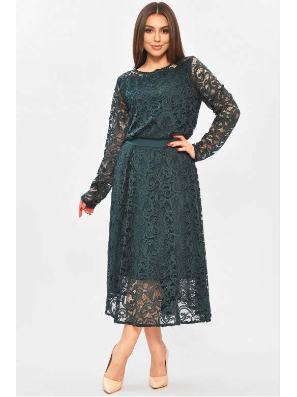 Костюм жіночий напівбатальний темно-зеленого кольору 8165 208740C