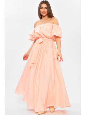 Платье женское полубатальное персикового цвета 8377 208752C