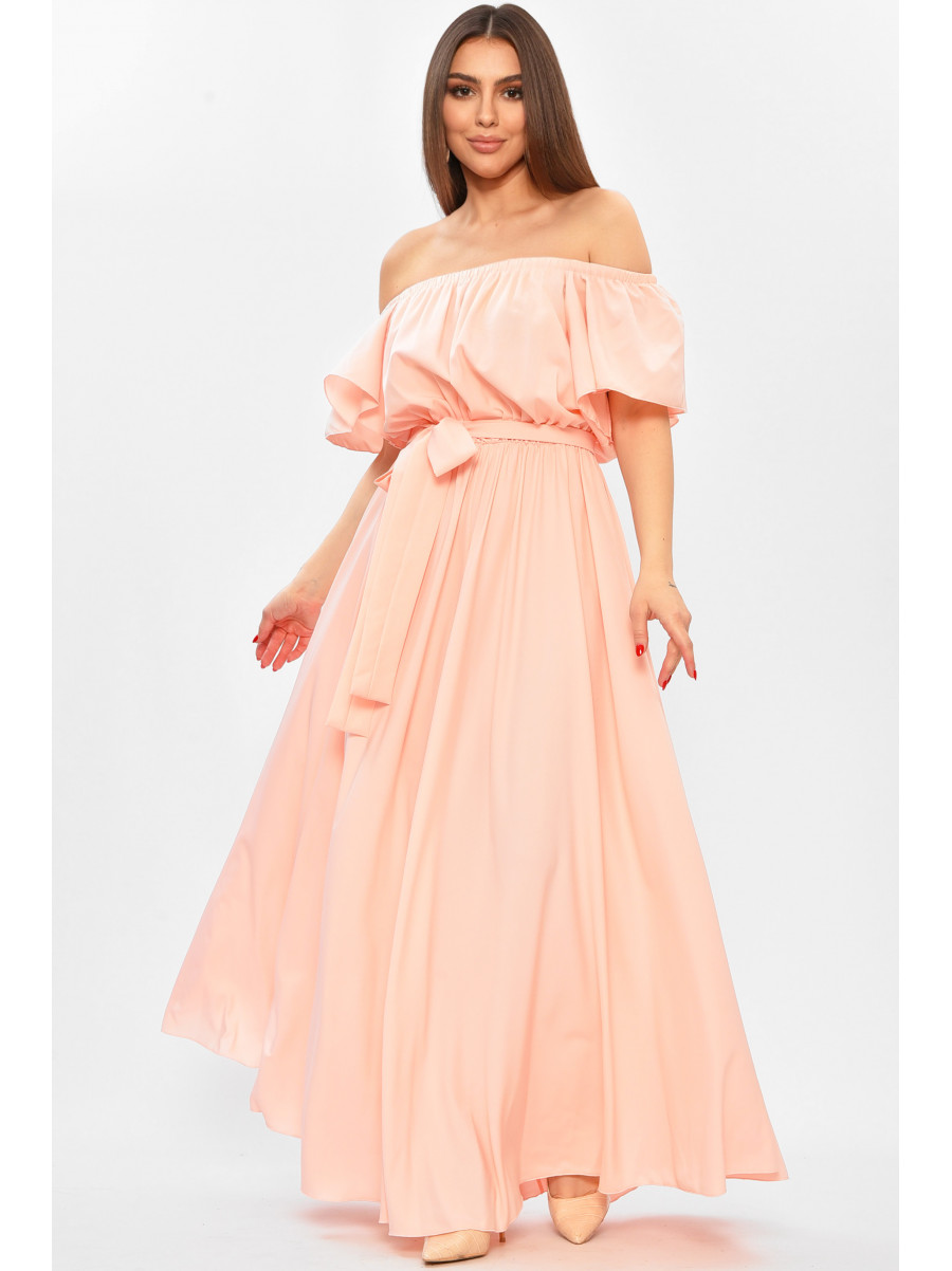 Платье женское полубатальное персикового цвета 8377 208752C