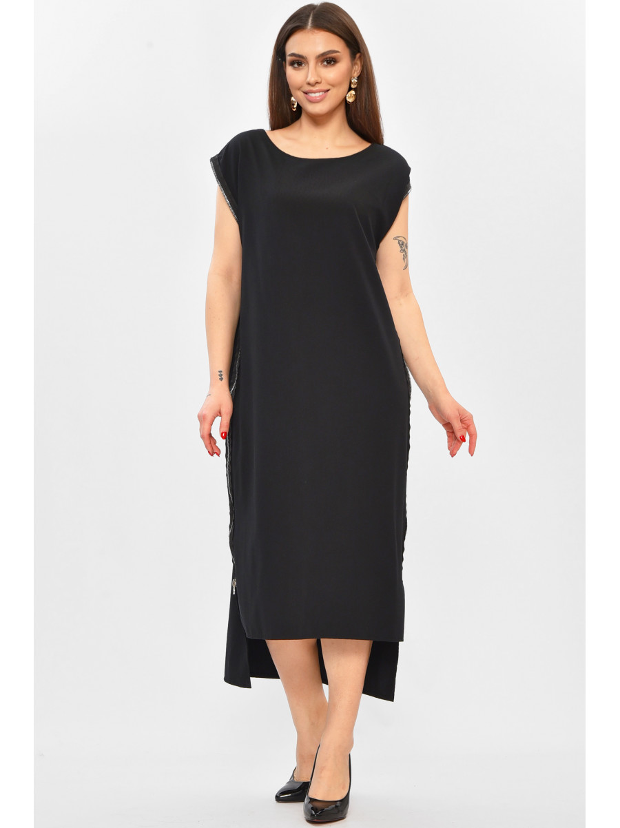 Платье женское однотонное черного цвета 208756C