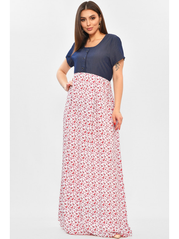 Платье женское тёмно-синего цвета с принтом 8257 208757C