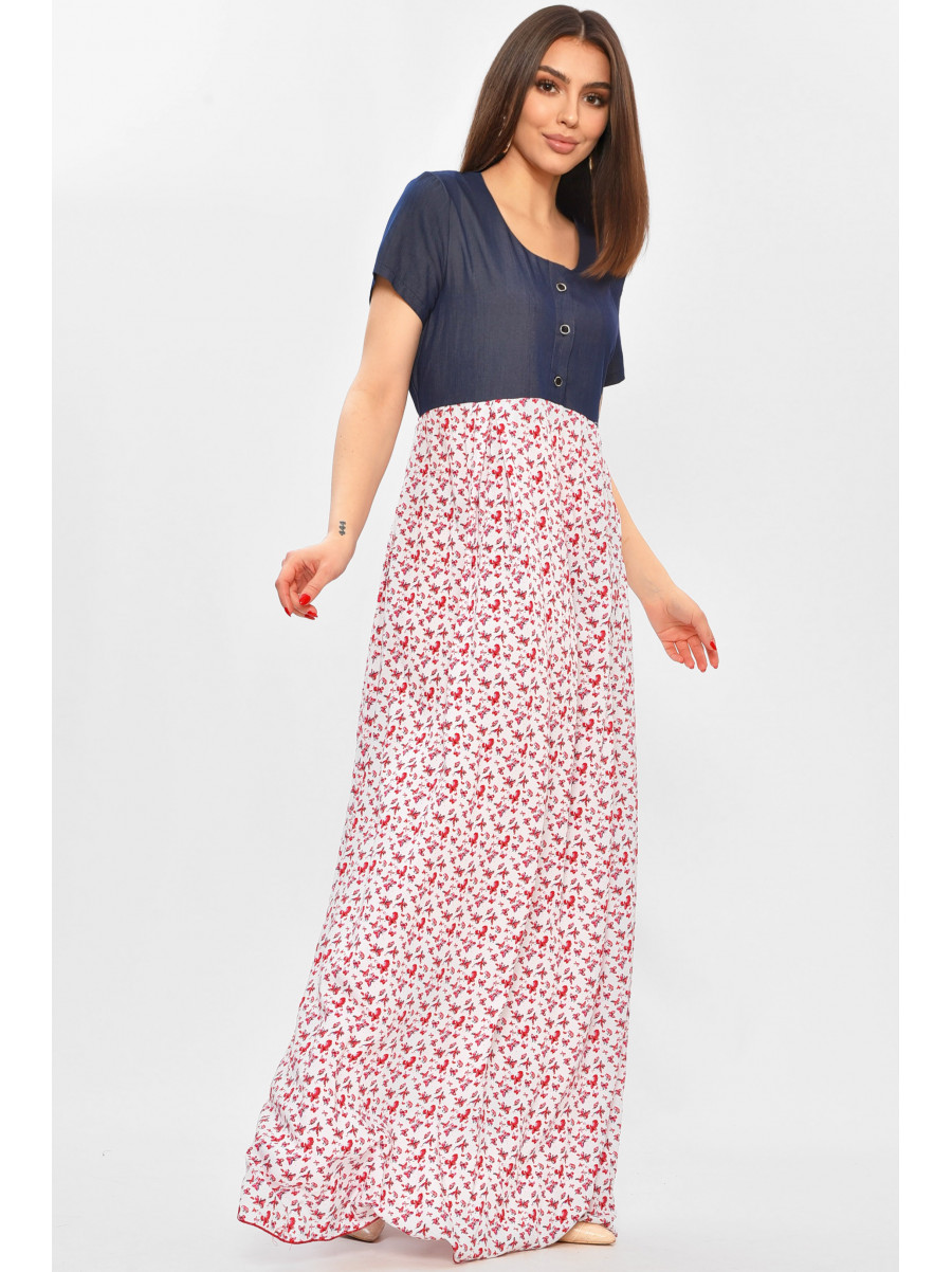 Платье женское тёмно-синего цвета с принтом 8257 208757C