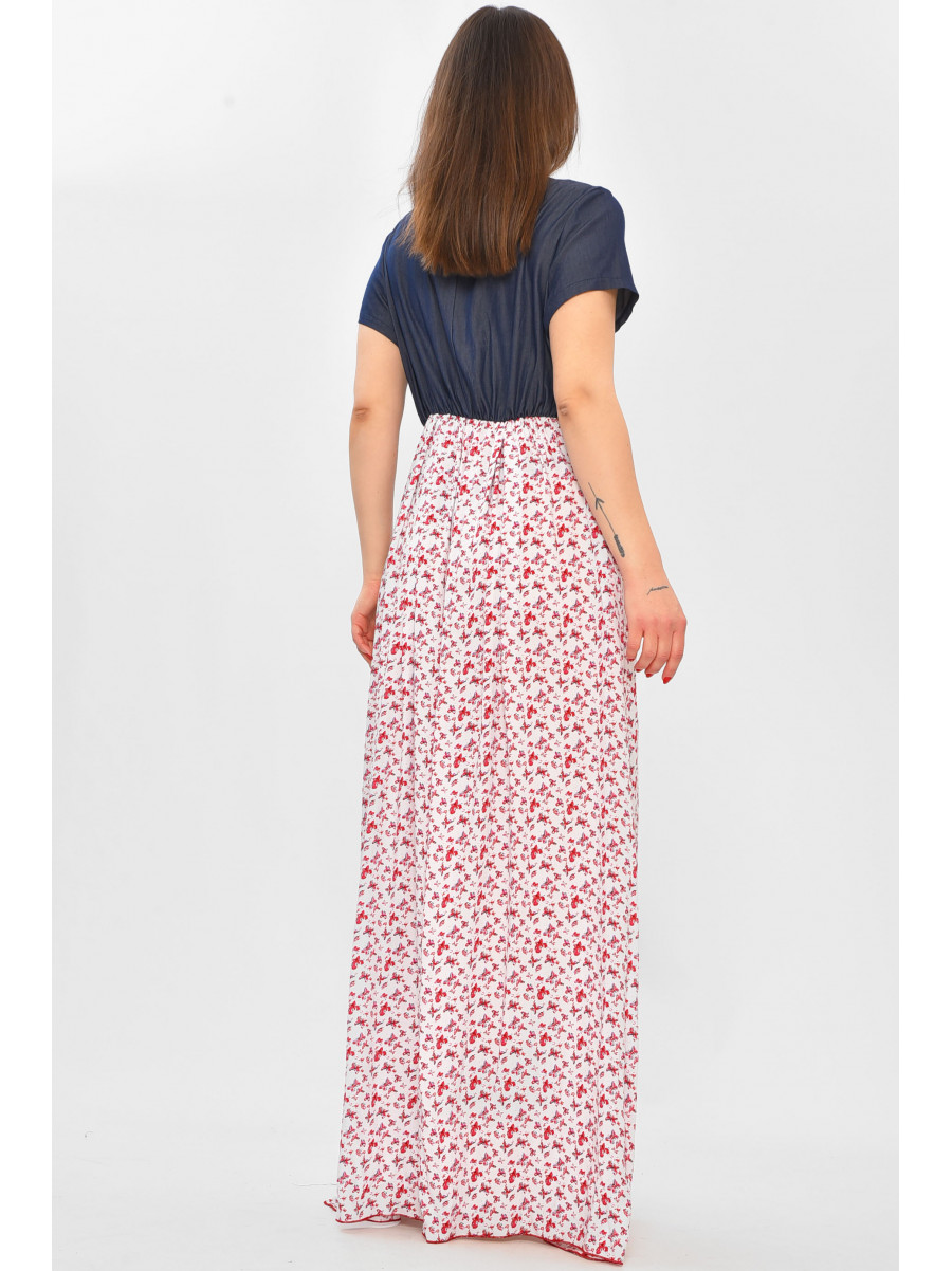 Платье женское тёмно-синего цвета с принтом 8257 208757C