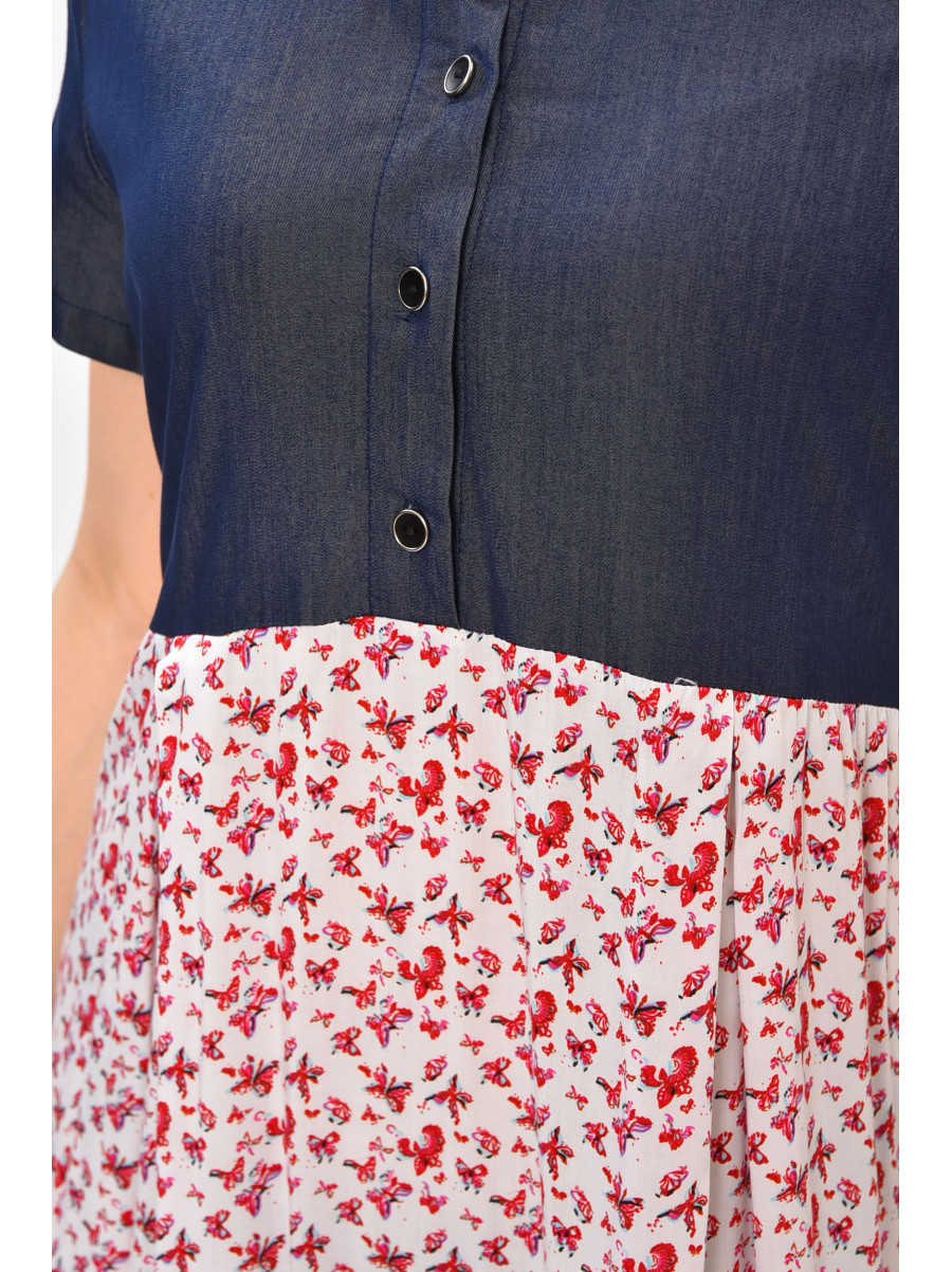 Платье женское тёмно-синего цвета с принтом 8257 208757C