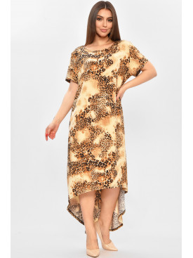 Платье женское полубатальное бежевого цвета с принтом 8262 208760C