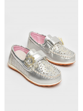 Мокасины детские для девочки серебристого цвета 18306-21 208764C