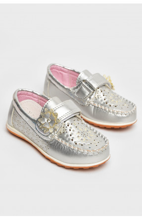 Мокасини дитячі для дівчинки сріблястого кольору 18306-21 208764C Мокасини дитячі для дівчинки сріблястого кольору 18306-21 208764C