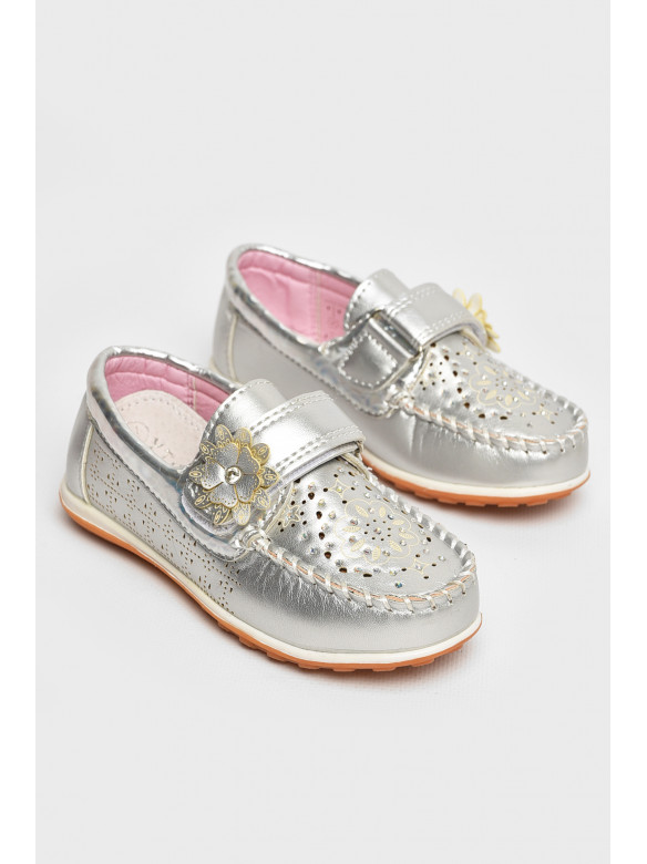 Мокасины детские для девочки серебристого цвета 18306-21 208764C