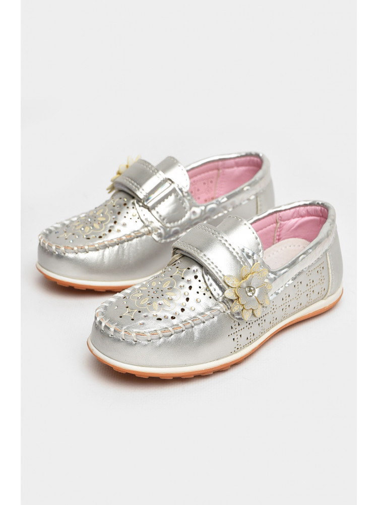 Мокасины детские для девочки серебристого цвета 18306-21 208764C