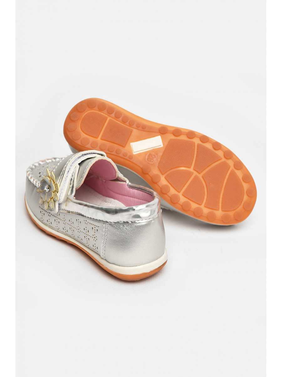Мокасины детские для девочки серебристого цвета 18306-21 208764C