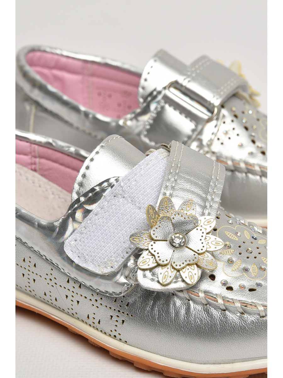 Мокасины детские для девочки серебристого цвета 18306-21 208764C
