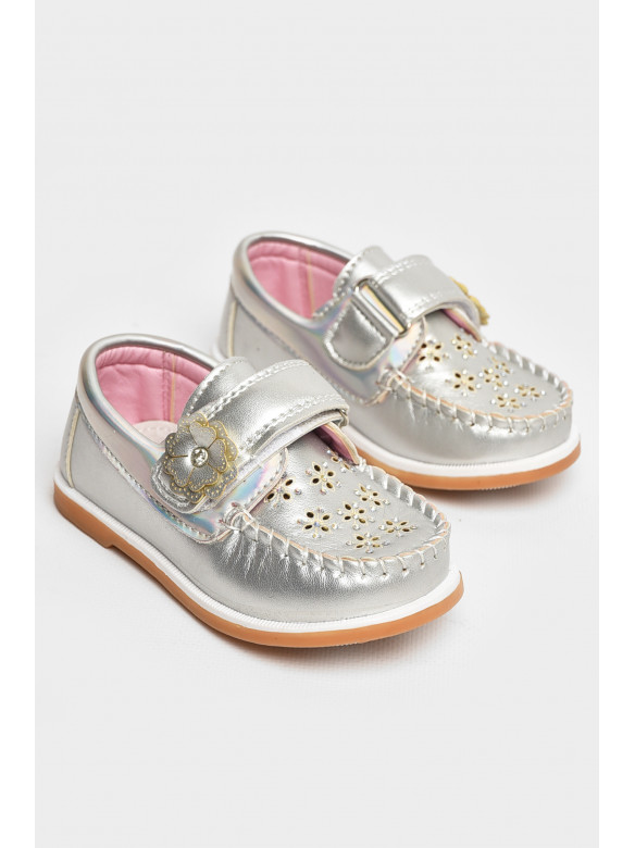 Мокасины детские для девочки серебристого цвета 18301-21 208765C