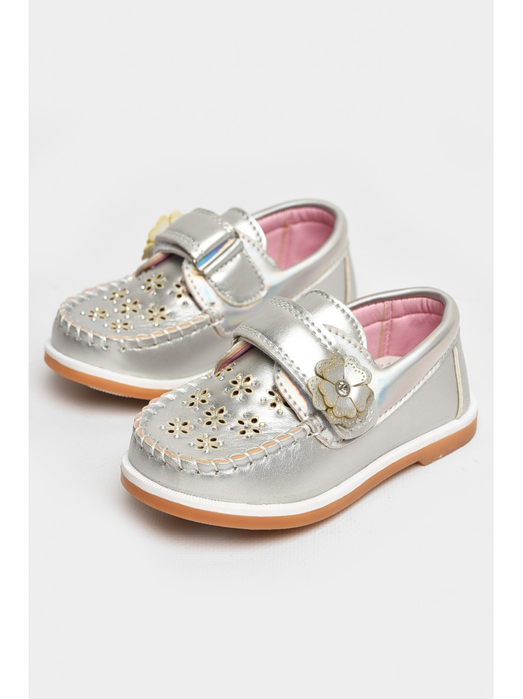 Мокасины детские для девочки серебристого цвета 18301-21 208765C