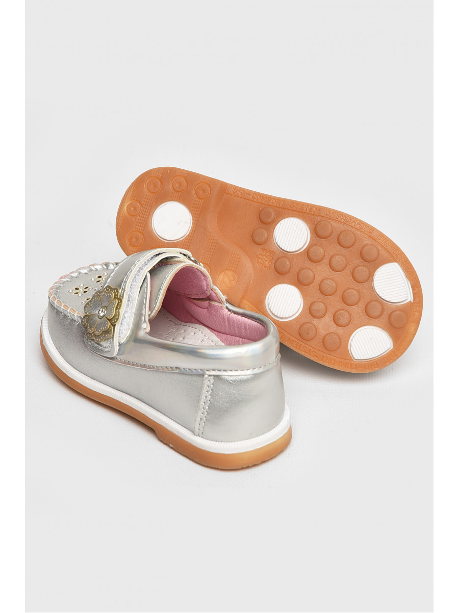 Мокасины детские для девочки серебристого цвета 18301-21 208765C