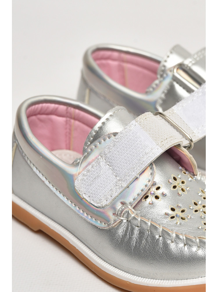 Мокасины детские для девочки серебристого цвета 18301-21 208765C