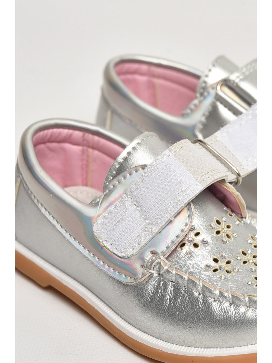 Мокасины детские для девочки серебристого цвета 18301-21 208765C