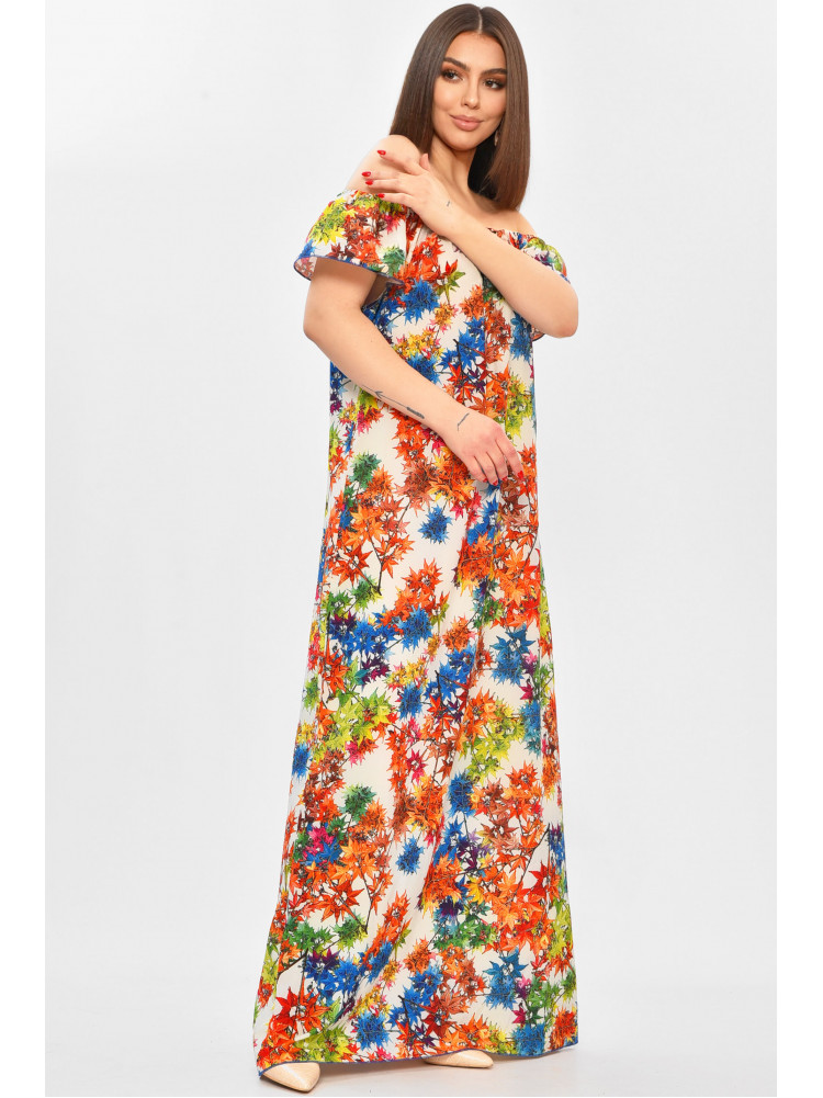 Платье женское полубатальное белого цвета с принтом 208770C