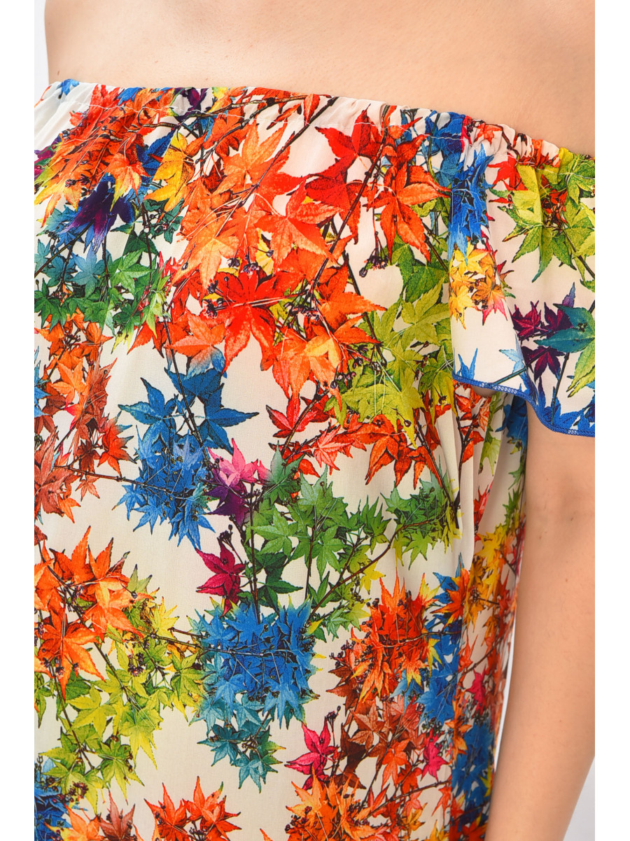 Платье женское полубатальное белого цвета с принтом 208770C