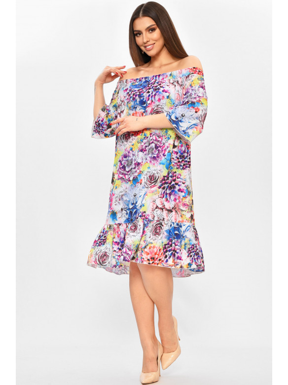 Платье женское белого цвета с принтом 208771C