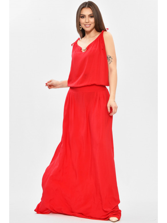 Сарафан женский полубатальный красного цвета 8113 208774C
