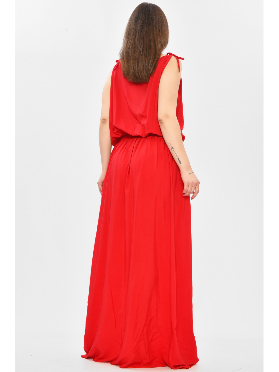 Сарафан женский полубатальный красного цвета 8113 208774C