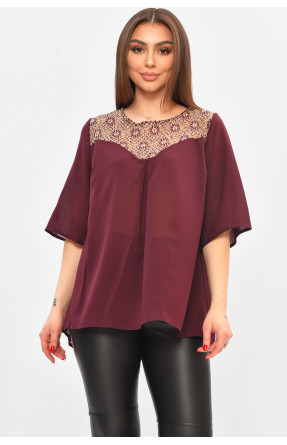 Блуза женская бордового цвета с принтом 8418 208785C Блуза женская бордового цвета с принтом 8418 208785C