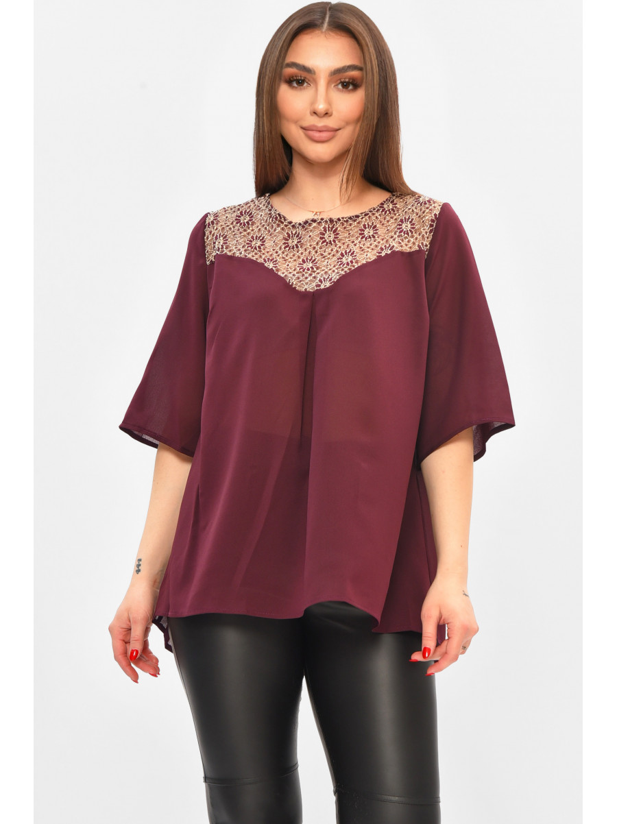 Блуза женская бордового цвета с принтом 8418 208785C