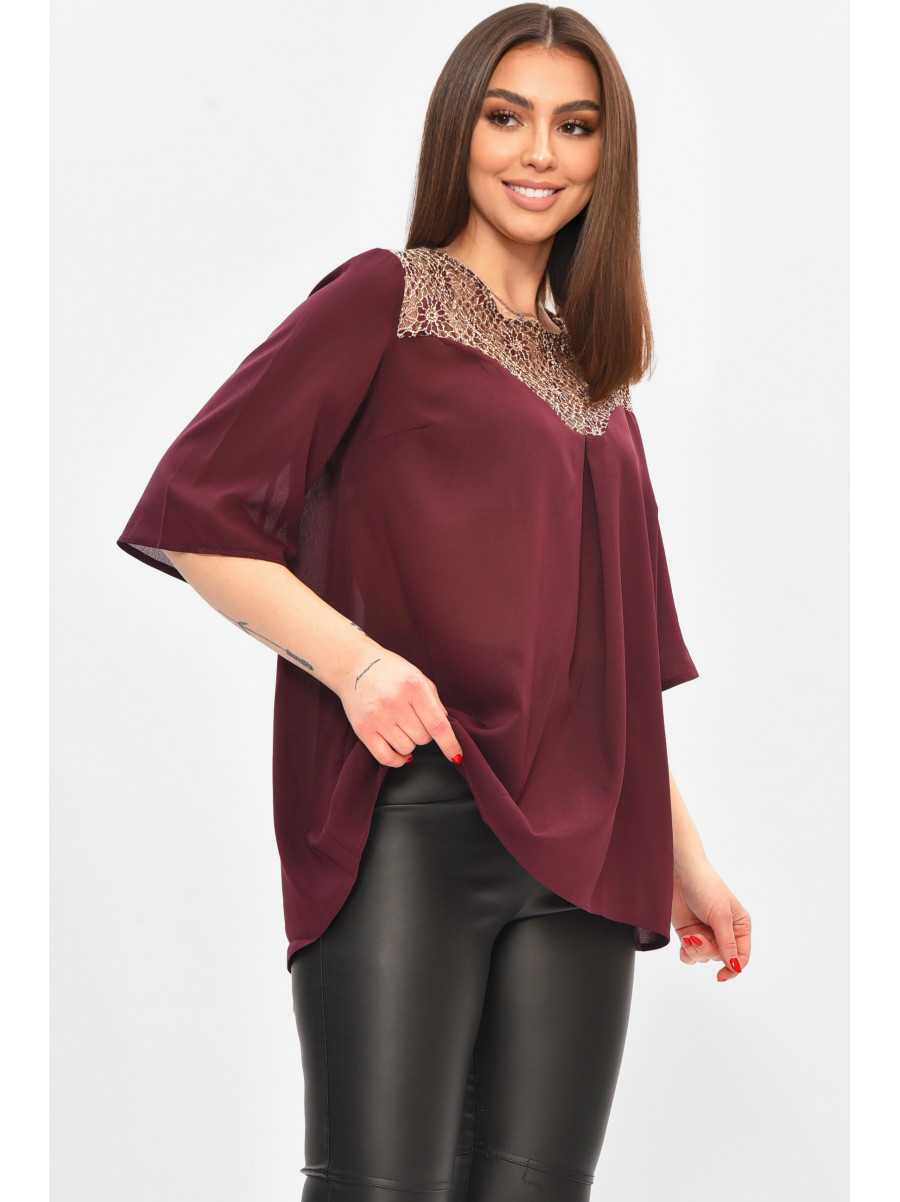Блуза женская бордового цвета с принтом 8418 208785C