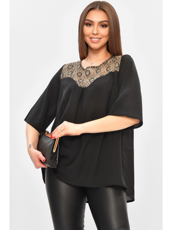 Блуза женская черного цвета с принтом 8418 208787C