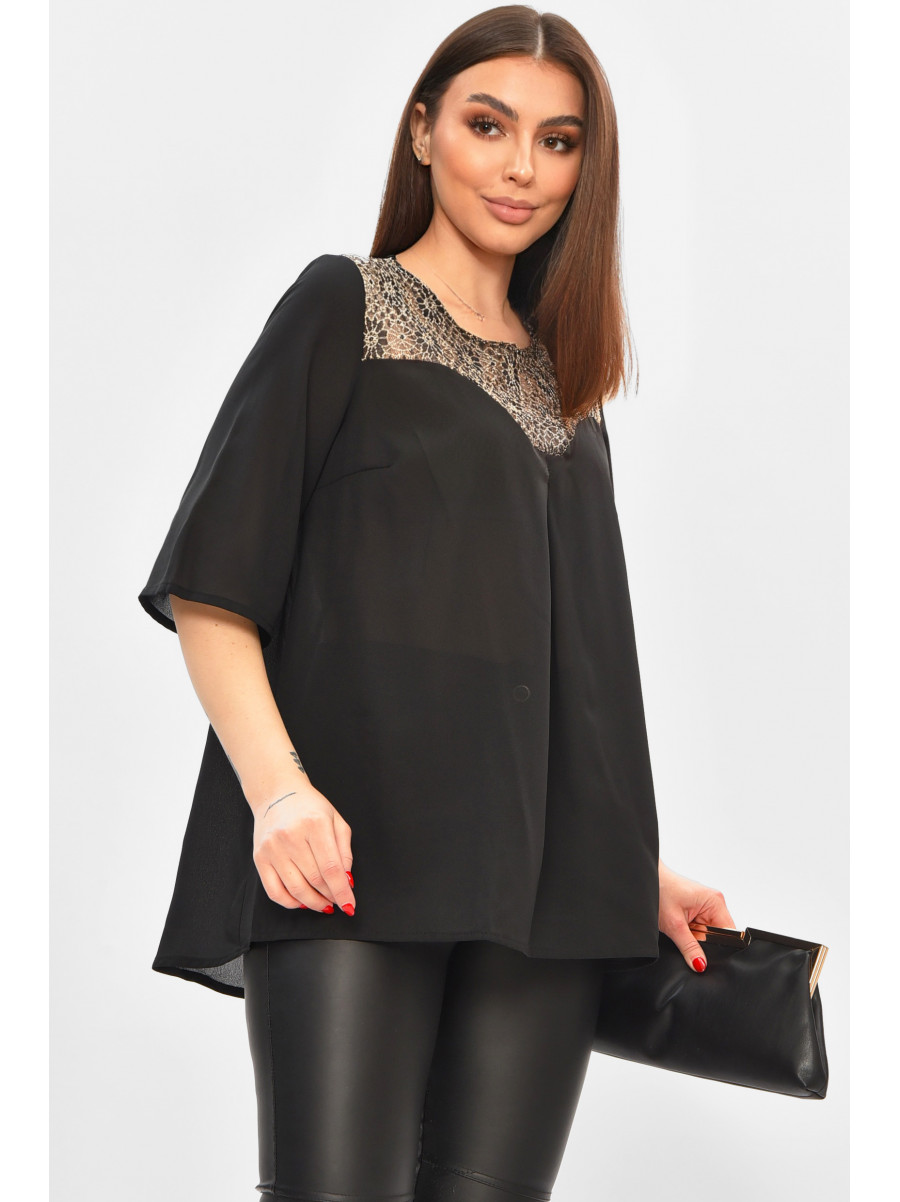 Блуза женская черного цвета с принтом 8418 208787C