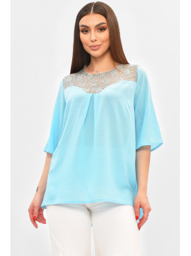 Блуза женская голубого цвета с принтом 8418 208789C Блуза женская голубого цвета с принтом 8418 208789C