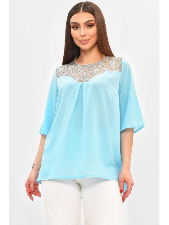 Блуза женская голубого цвета с принтом 8418 208789C