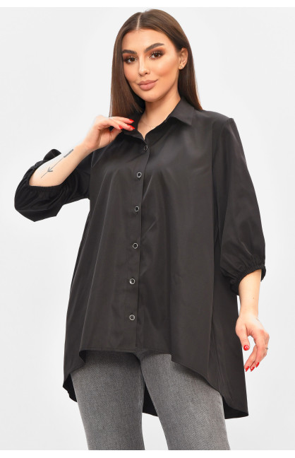 Рубашка женская однотонная черного цвета 8013 208790C