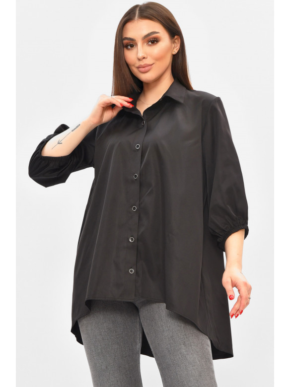 Рубашка женская однотонная черного цвета 8013 208790C