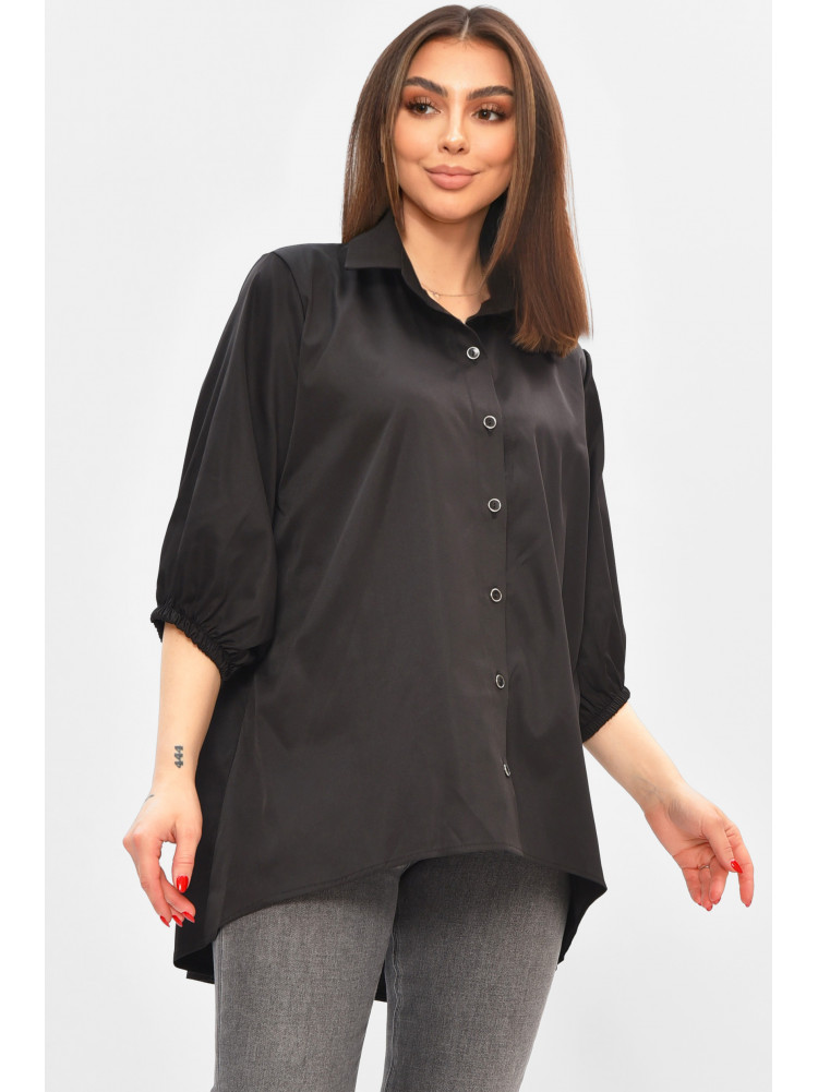 Рубашка женская однотонная черного цвета 8013 208790C
