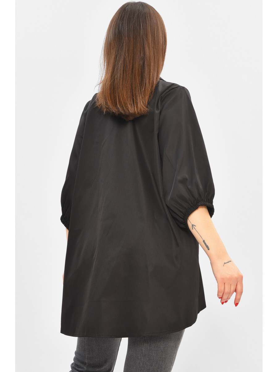 Рубашка женская однотонная черного цвета 8013 208790C