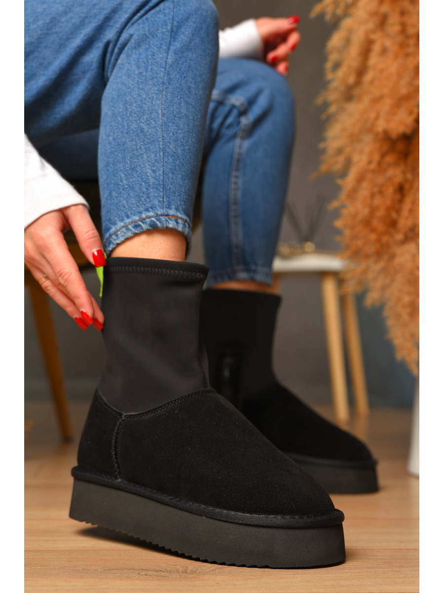 Угги женские на меху черного цвета 1705-1 208793C