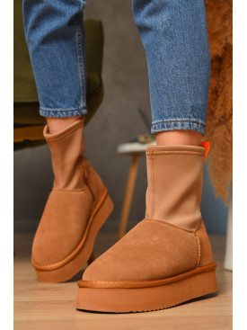 Угги женские на меху бежевого цвета 1705-20 208795C