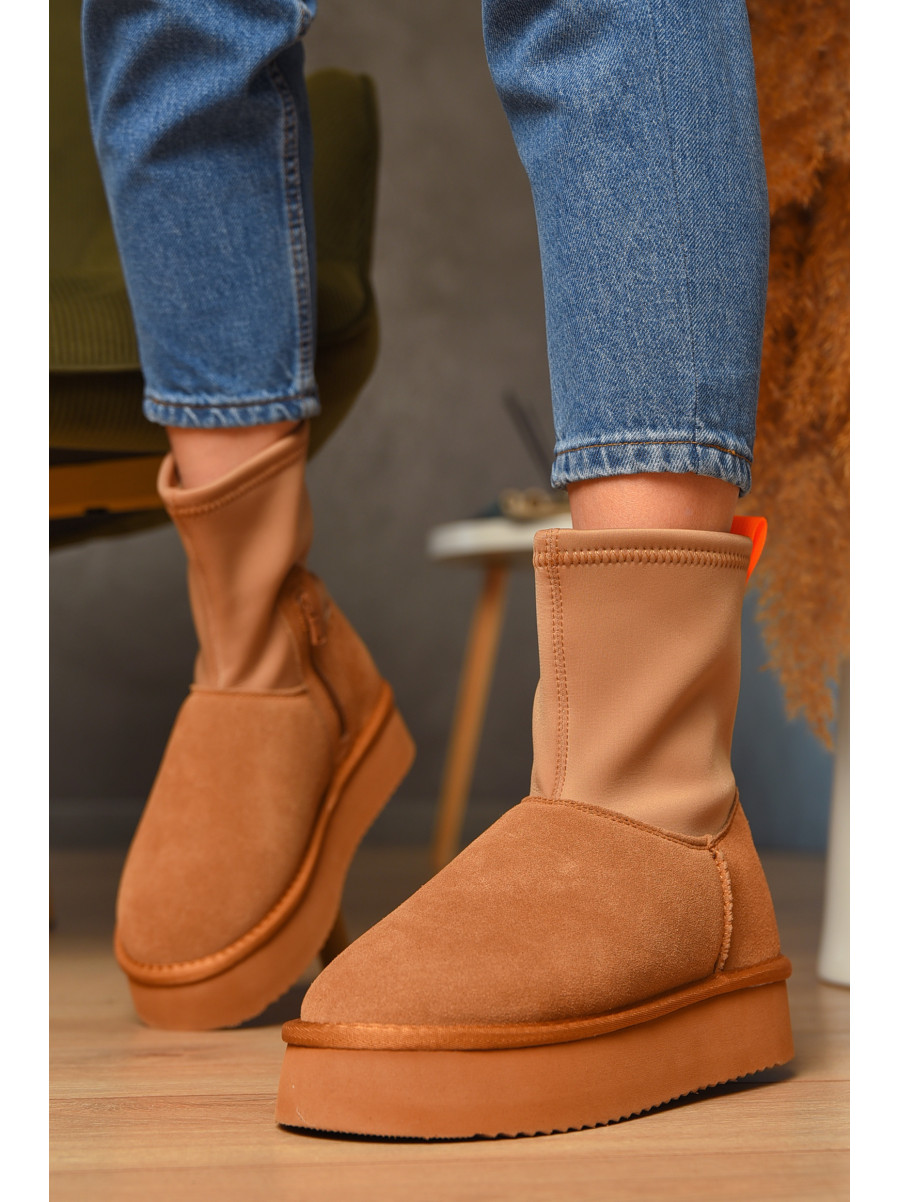 Угги женские на меху бежевого цвета 1705-20 208795C