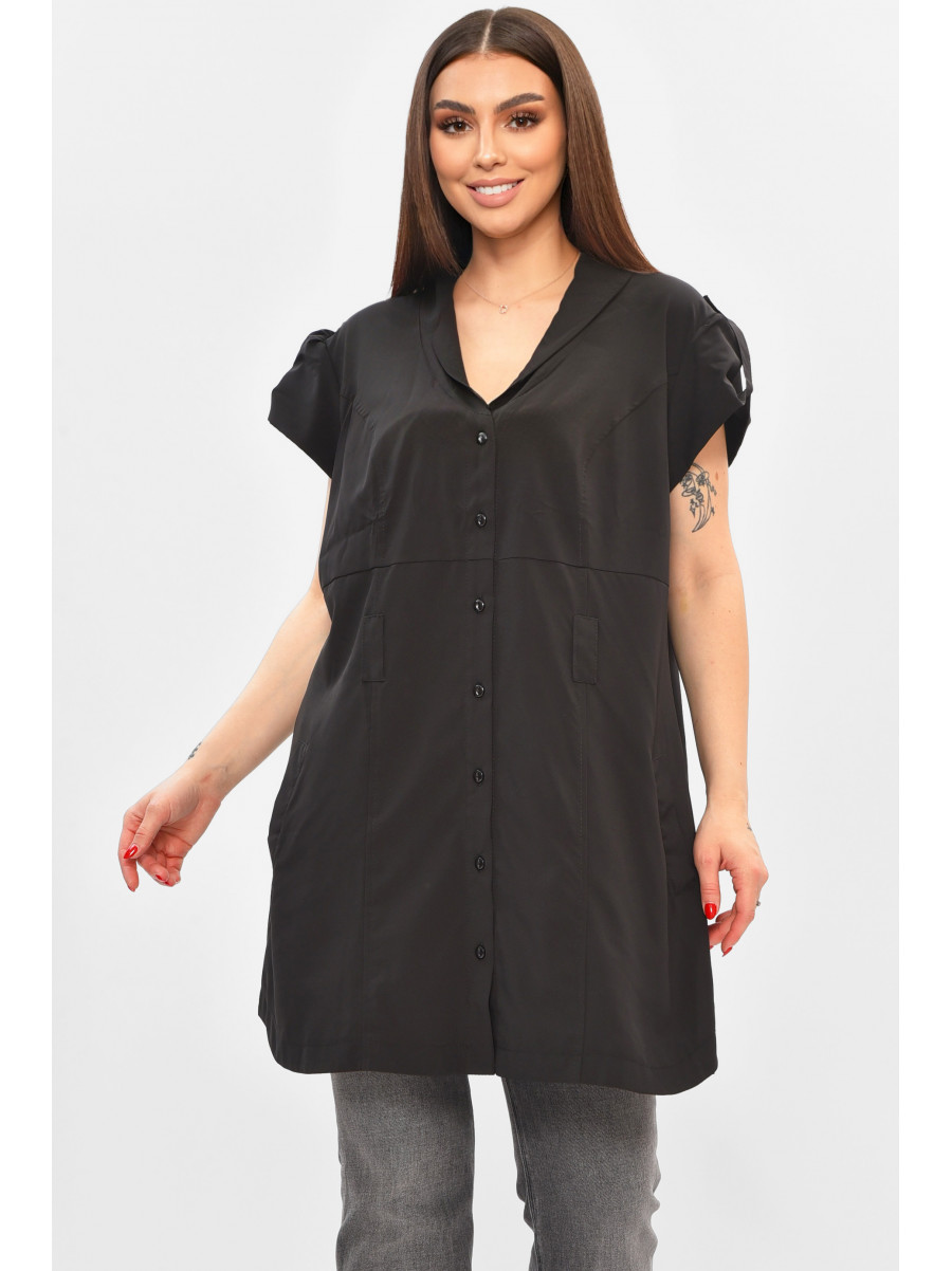 Блуза женская полубатальная черного цвета 8013 208796C