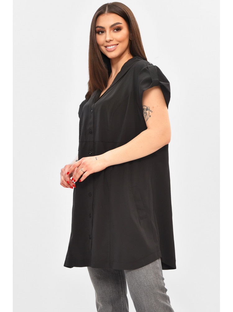 Блуза женская полубатальная черного цвета 8013 208796C