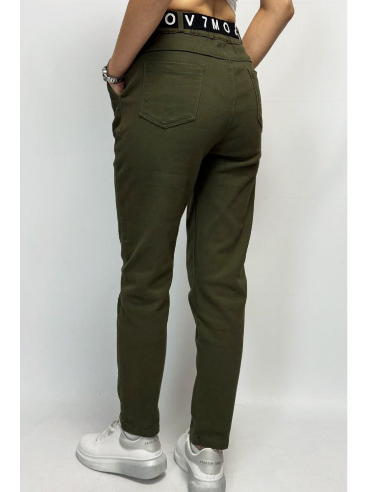 Джинси жіночі на флісі оливкого кольору 505-3 208797C