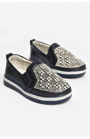 Мокасины детские для девочки темно-синего цвета 035-7 208801C