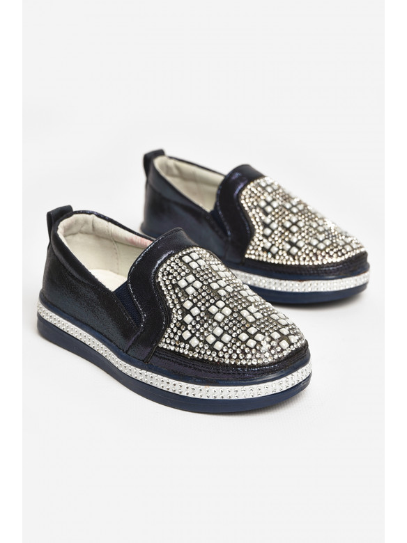 Мокасины детские для девочки темно-синего цвета 035-7 208801C