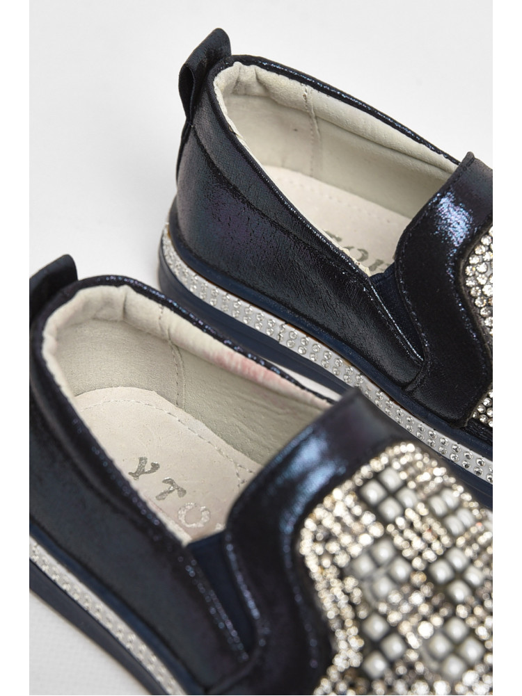 Мокасины детские для девочки темно-синего цвета 035-7 208801C