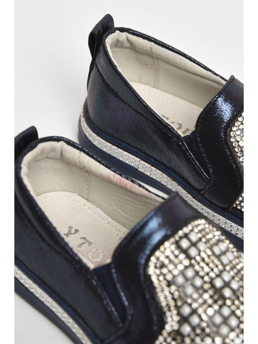 Мокасины детские для девочки темно-синего цвета 035-7 208801C