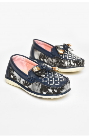 Мокасины детские для девочки темно-синего цвета 112-7 208802C