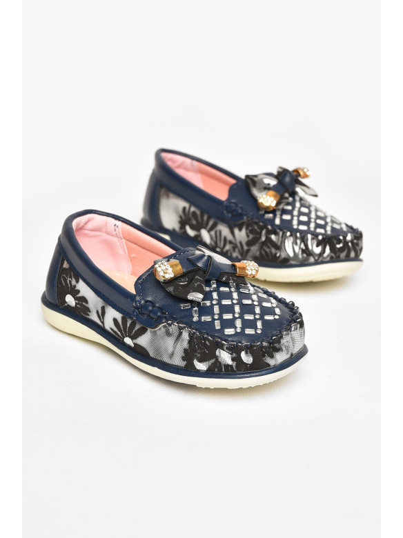 Мокасины детские для девочки темно-синего цвета 112-7 208802C