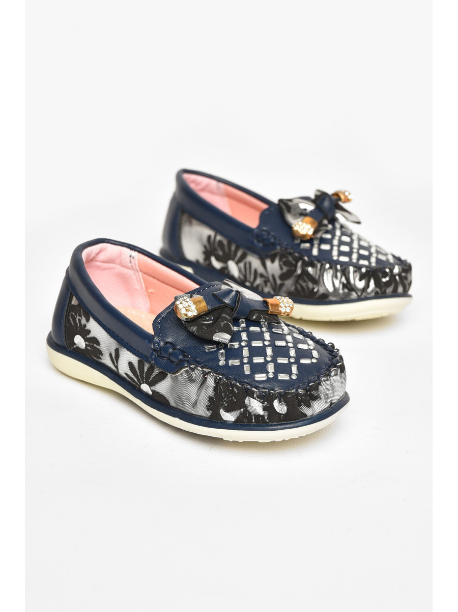 Мокасины детские для девочки темно-синего цвета 112-7 208802C