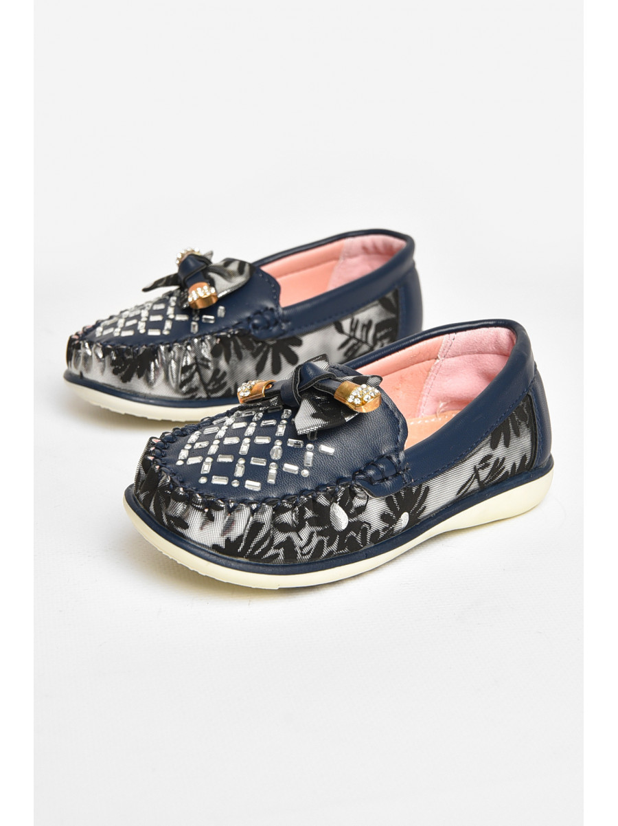 Мокасины детские для девочки темно-синего цвета 112-7 208802C
